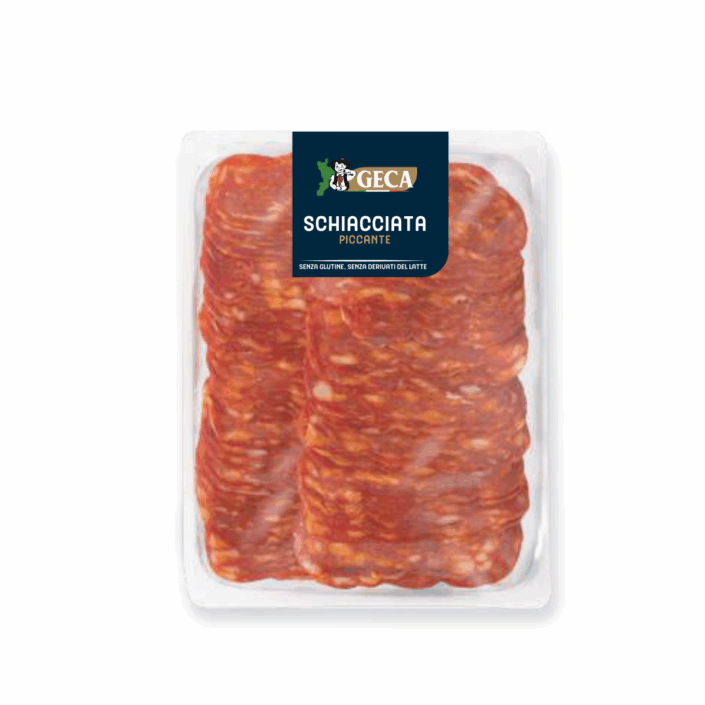 Schiacciata piccante di Calabria Geca artigianale affettata
