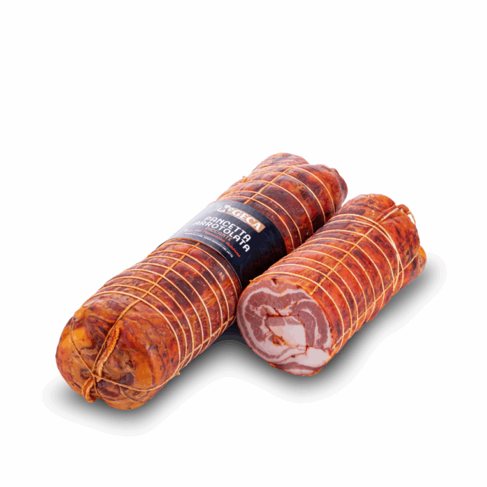 Pancetta arrotolata piccante di Calabria Geca artigianale